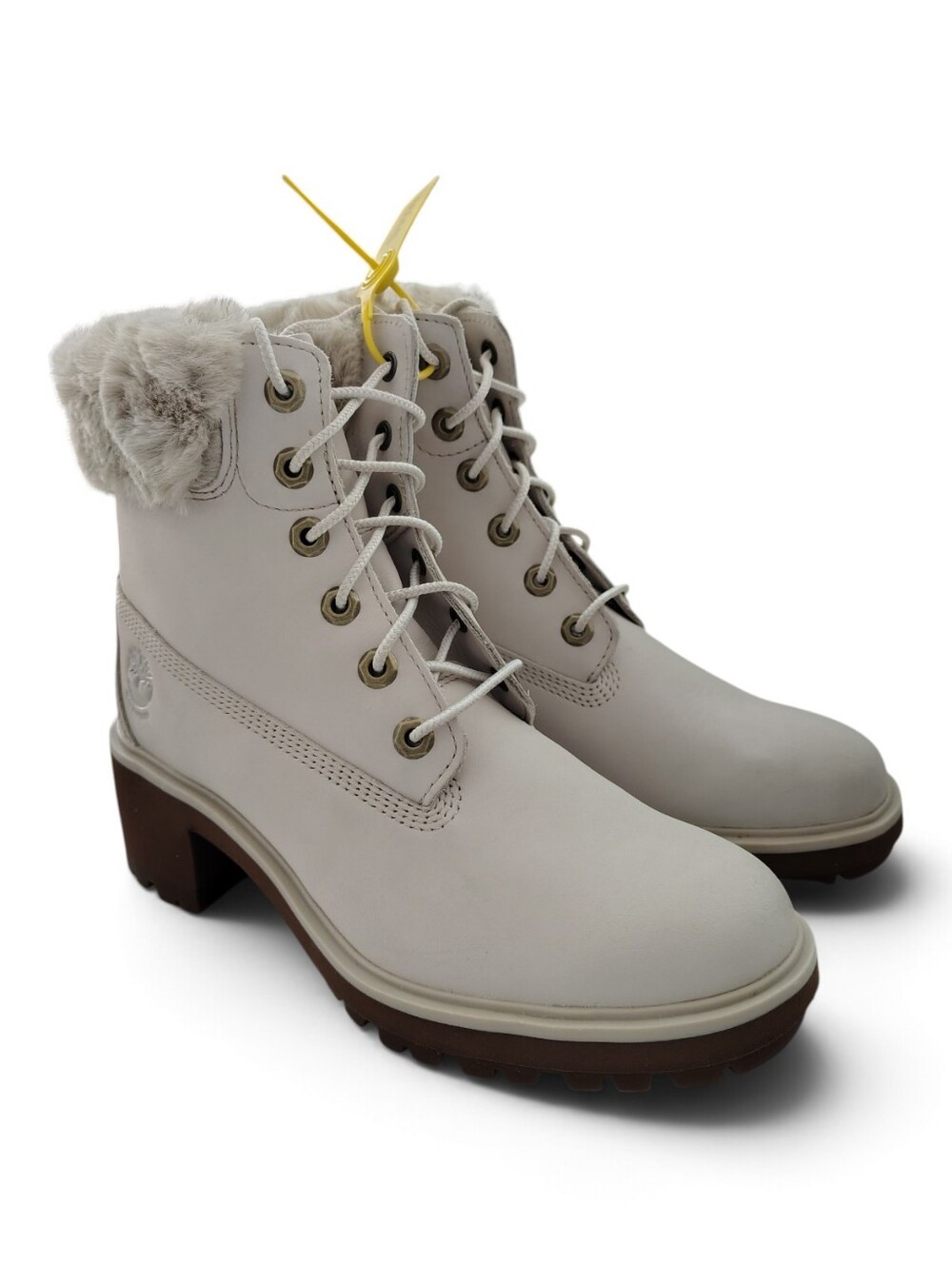 Timberland Women's Faux Fur Collar Lace-Up Ankle Boots - Cream